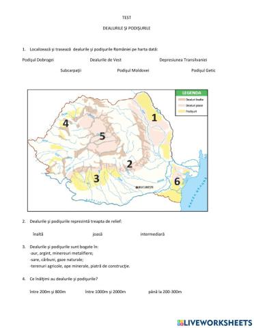 Dealurile și podișurile