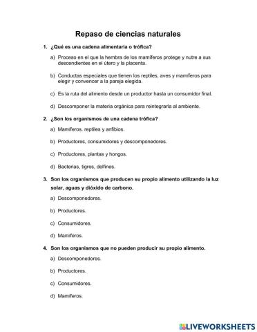 Repaso de Ciencias Naturales