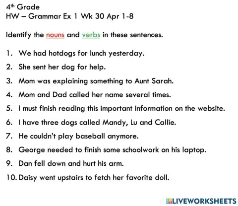 Parts of speech: nouns and verbs