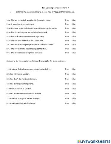 Test Listening semester 2