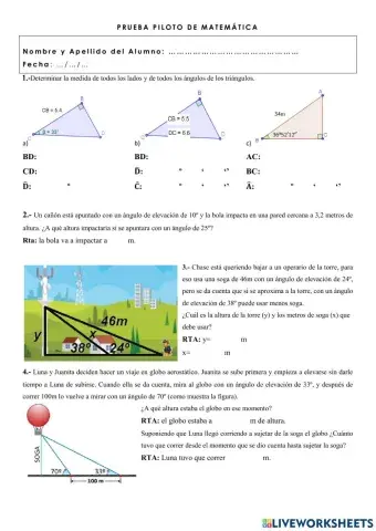 Prueba Piloto de Trigonometría Clásica 1