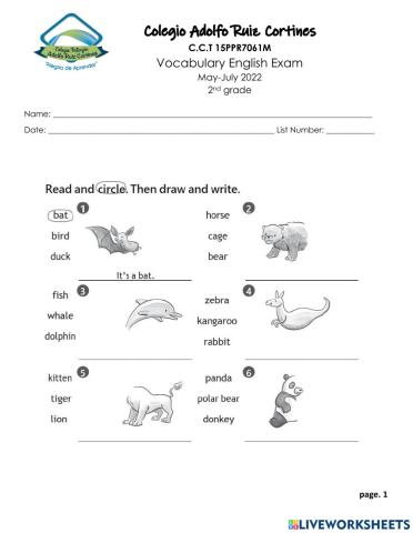 Vocabulary English Exam 3rd period