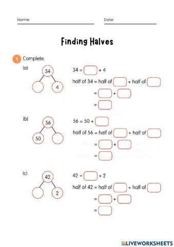 Finding Halves of Numbers