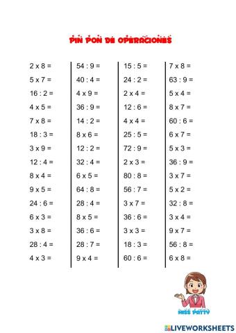 Multiplicaciones y divisiones