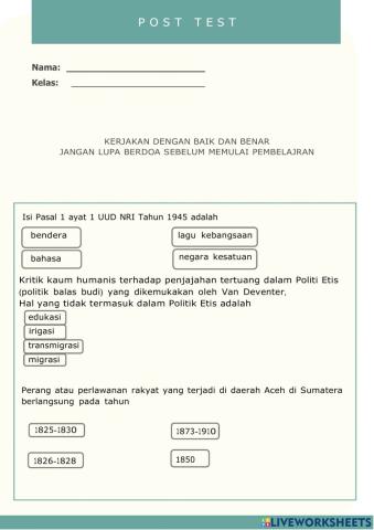 Ulangan Harian KD 3.6 (Post-Test)