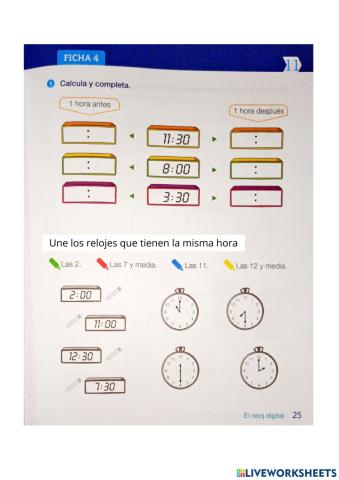 Horas en punto y horas y media