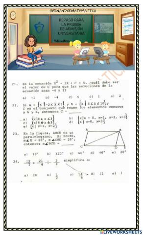 Repaso de College Board (PEAU) Parte I(3) Matemática