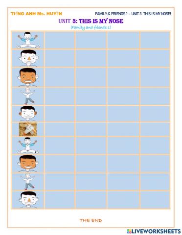 Family and friends 1 - unit 3. this is my nose