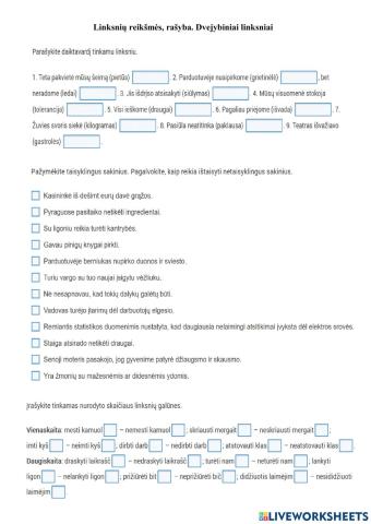 Linksnių reikšmės, rašyba. Dvejybiniai linksniai (1)