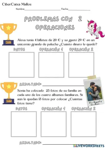 Problemas de matemáticas con dos operaciones