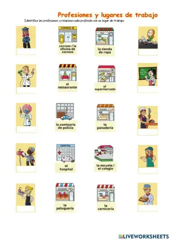 Profesiones y lugares de trabajo