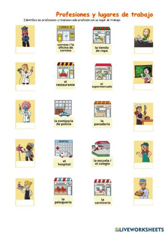 Profesiones y lugares de trabajo