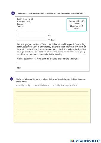 Writing informal letters