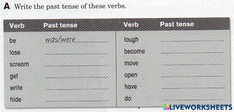 Verbs past tense