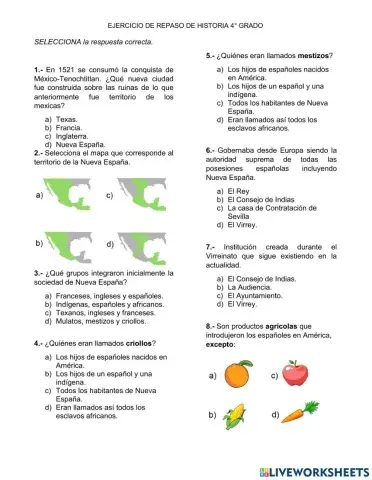 Ejercicio de repaso Historia