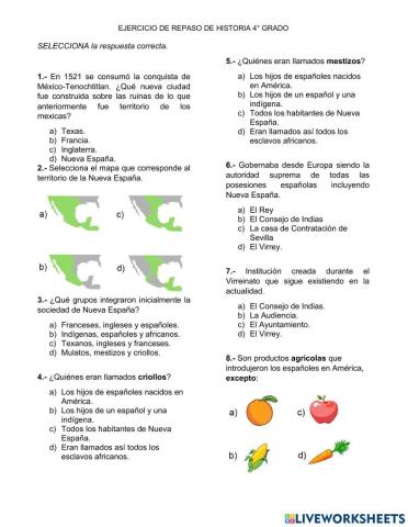 Ejercicio de repaso Historia