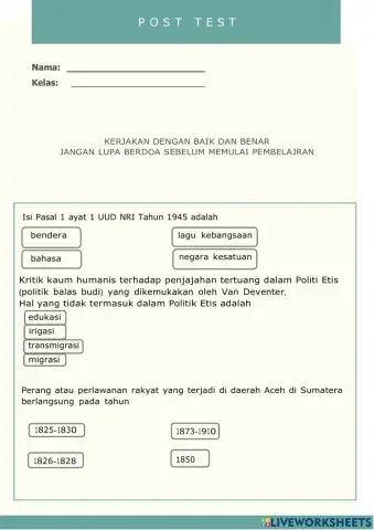 Ulangan Harian (Post-Test)