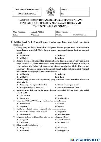 Aqidah akhlak kelas 5