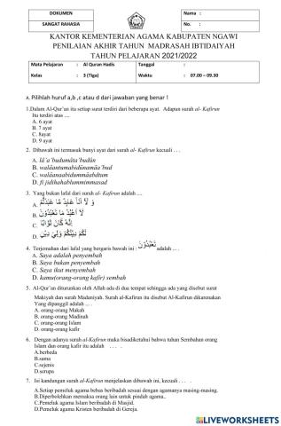 Pat alquran hadits 22