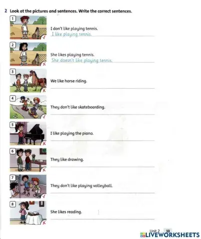 Bài tập về nhà like +Ving