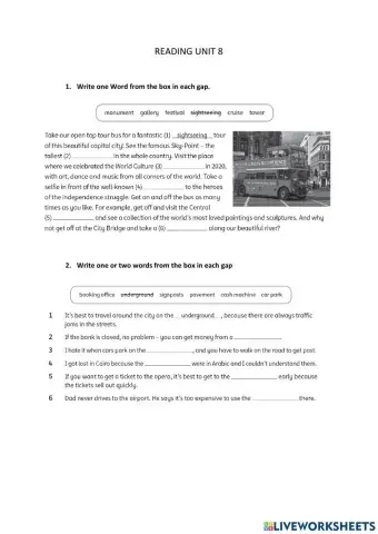 Reading unit 8 quinto