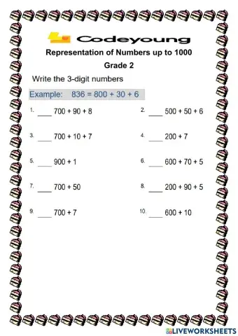 Representation of Numbers up to 1000 WS 1