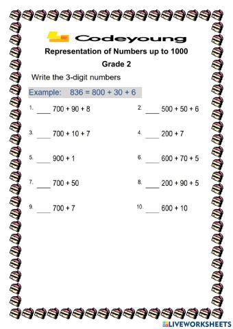 Representation of Numbers up to 1000 WS 1