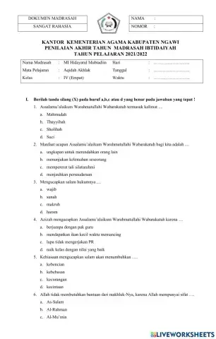 Pat aqidah akhlak kelas iv