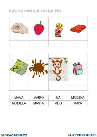 Fitxa d escriure el nom amb el dibuix