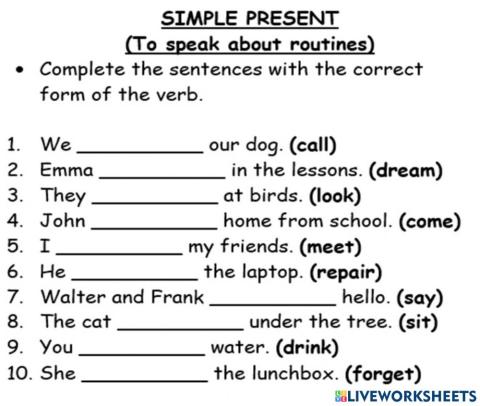 MAY 31st HW  SIMPLE PRESENT