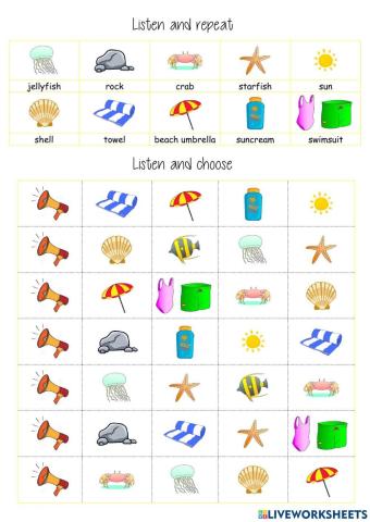 listen and choose beach vocab