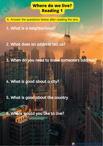 Where do you live? - Reading 1
