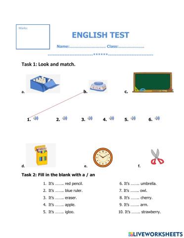 School supply - worksheet