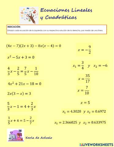 Ecuaciones lineales y cuadráticas