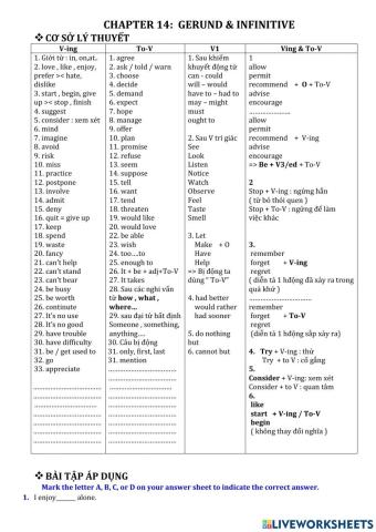 Gerund- to inf exercise