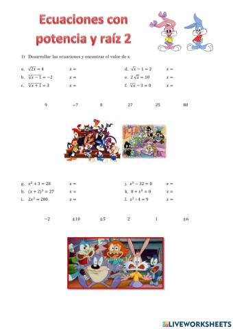 Ecuaciones con potencia y raíz 2