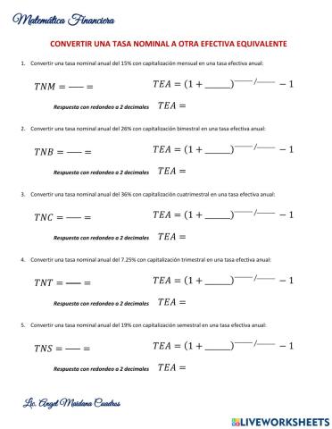 Conversión de tasas nominales a efectivas 1