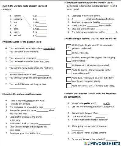 Th 1 Unit 10 Around town Vocabulary worksheet