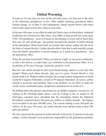 Global Warming - Basic Reading page 65