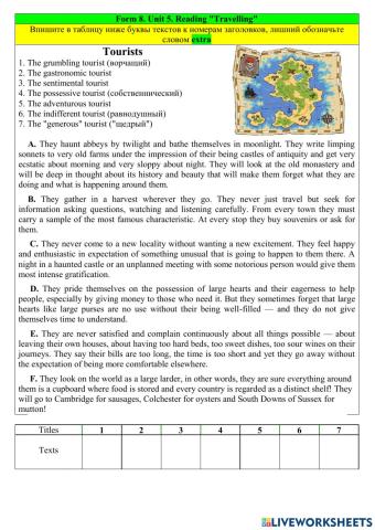Form 9-11. Reading -Tourists-