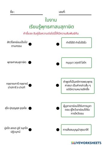 ใบงานที่ ๖ เรื่อง เรียนรู้พุทธศาสนสุภาษิต By ครูเอม
