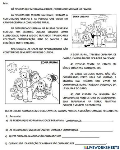 Zona rural e zona urbana