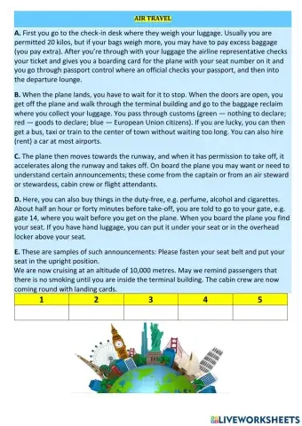 Form 9-11. Reading -Air Travel-