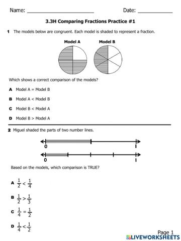 3.3H Comparing Fractions Practice -1