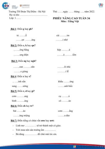 Phiếu TV tuần 34