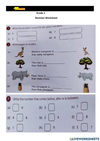 Ascending , descending order, greater than less than, equals too, bigger, smaller, number names