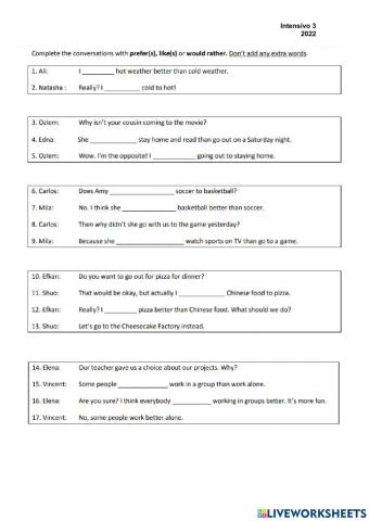 Expressing preferences