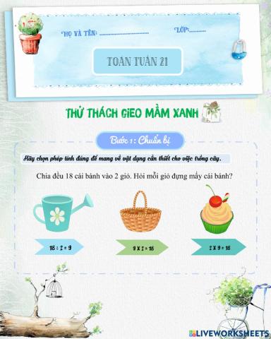 Toán lớp 2 Tuần 21