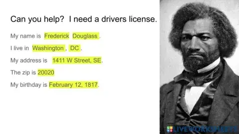 Drivers License for Frederick Douglass