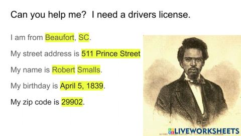 Robert Smalls needs a Drivers License